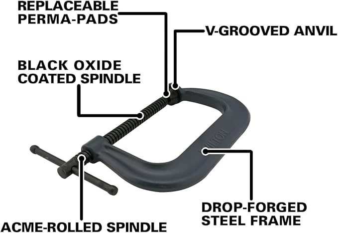 Wilton C-Clamp, 8-1/4" Opening, 4-15/16" Throat, 6900 Lbs. Clamping Force (Model 408)