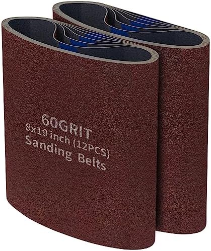 12 Packs 8 x 19 inch 60 Grit Cloth Floor Sanding Belts Ideal for Sanding Commercial and Residential Flooring