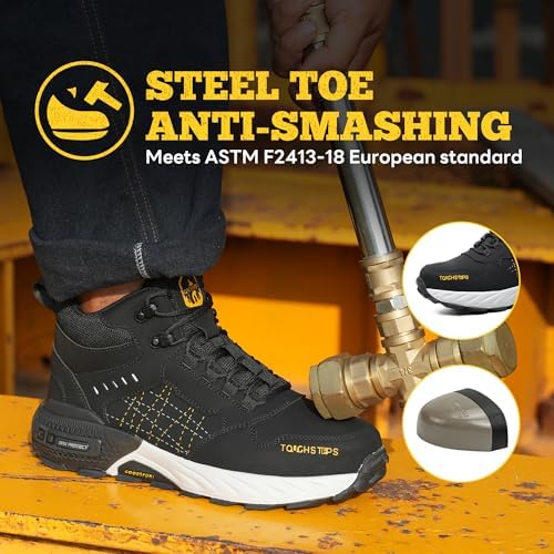 Steel Toe Work Shoes for Men Women, Puncture Resistant Safety Work Boots, 6" Lightweight Comfortable Industrial Construction Boot, Indestructible Utility Sneakers