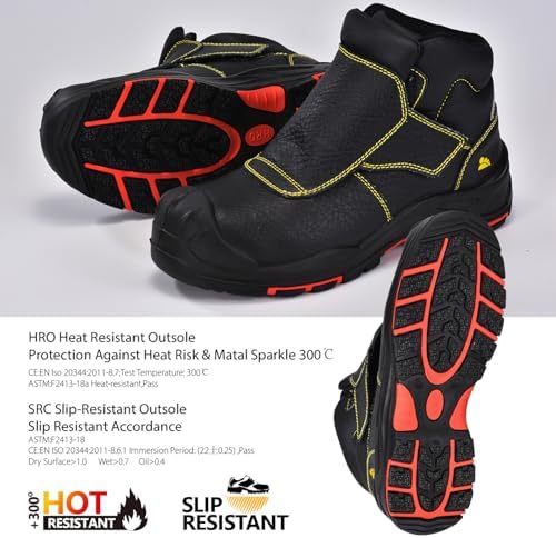 SAFETOE Welding Boots for Men - Composite Toe Safety Boot, Fire and 300 Heat Resistant, Welder Working Footwear