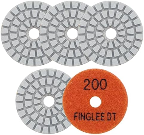 2 Inch Diamond Polishing Pads with 7Pcs Dry Wet Granite Stone Polish Pad Kit for Drill，50-3000 Grit Polishing Pad (5Pcs 200#（Dry/Wet）)
