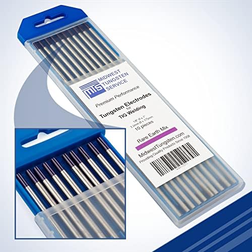 Midwest Tungsten Service TIG Welding Tungsten Electrodes 10-Pack (Purple - Rare Earth Blend (EWG), 1/8")