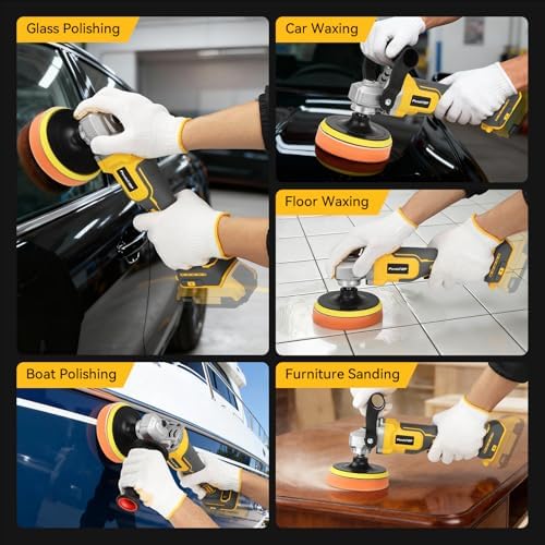 Cordless Buffer Polisher for Dewalt 20v Max Battery, Brushless Rotary Car Buffer Polisher, Variable Speed 1000-6000 RPM, Detachable Handle Polisher for Car Detailing,Sanding Waxing (No Battery)
