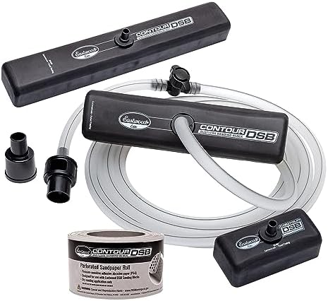 Eastwood Elite Contour DSB Dustless Auto Body Sanding Block Kit | DIY Automotive Sanding Blocks and Contour Hand Sander for Drywall & Autobody Paint Works | 3 Sanders, Hose & 80 Grit Sandpaper Roll