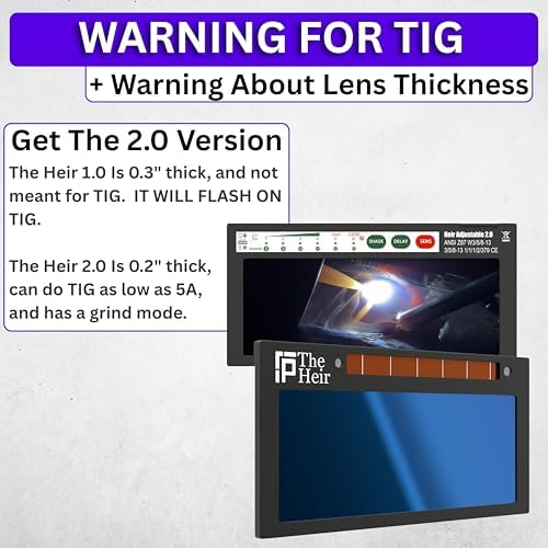 The Heir 1.0 | Shade 5-13 Adjustable Blue Auto Darkening Welding Lens | 2" x 4 1/4" x 0.33" | Adjusts From Shades 5-13 (9 Lenses In 1) | Blue Front - TrueColor Weld View | Ridge Products Royal Series