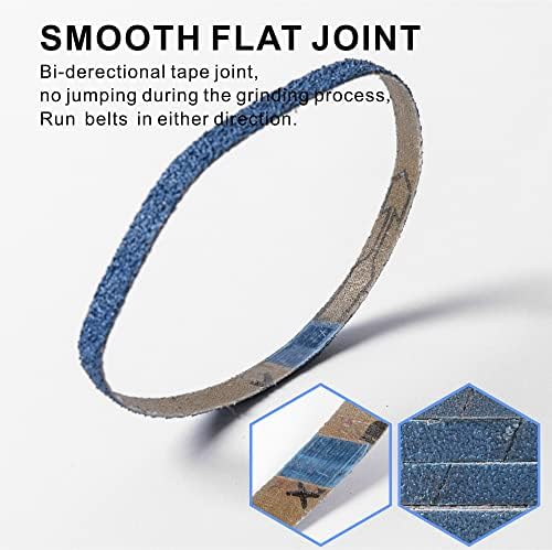 3/8 x 13 Inch Zirconia Sanding Belts, 40PCS Assorted Grits (#40/#60/#80/#120), for Metal Polishing, Rust Removal, and Woodworking