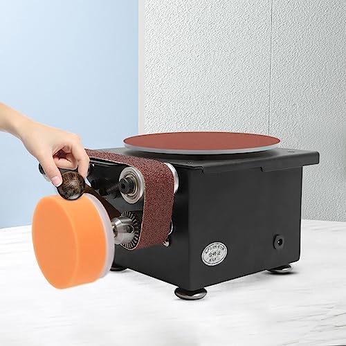 Xuthusman Belt Disc Sander,6 inch Sanding Disc 1.2x15 inch Sanding Belts, Pure Copper Motor 7 Speed (4250-8500rpm) with Drill Chuck Flexible Shaft for Wood Stone Plastic Acrylic