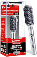 EZARC AlCrN Carbide Rotary Burr Bit, SC-5 Double Cut, 1/4-Inch Shank