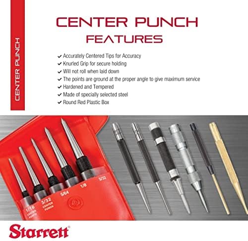 Starrett Steel Center Punch Set, 7 Pieces