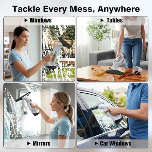 Window Vacuum Squeegee Cordless, 2000Pa Electric Window Cleaner Tool