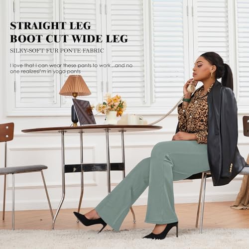DGD Wrinkle-Free Stretch Dress Pants Plus Size for Women Pull-on Pant Ease into Comfort Office Pant