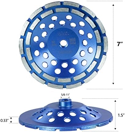 SALI 7 Inch 2pcs Concrete Grinding Wheels 28 Turbo Diamond Segments 5/8-11 Arbor Diamond Grinding Wheel Fit for Paint, Epoxy, Mastic, Coating Removal