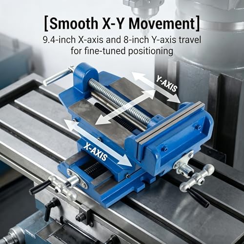6 Inch Precision Cross Slide Drill Press Vise with 9.4" X-Axis & 8" Y-Axis Travel, Heavy Duty Ductile Iron, Includes Bolts & Nuts, Bench Vise 6 Inch Heavy Duty, and Table Clamp for Versatile Use