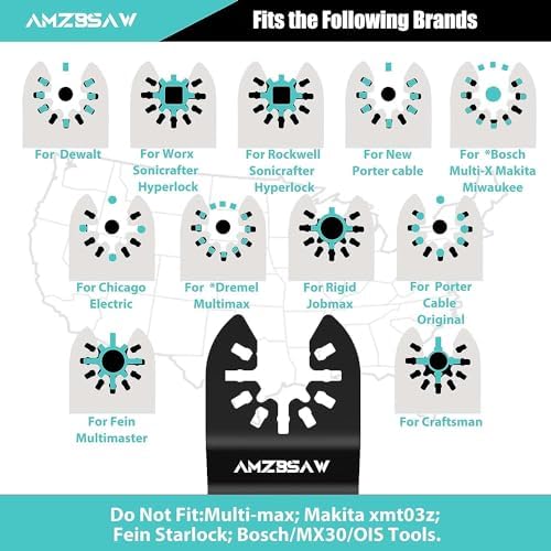 AMZBSAW 200PCS Titanium & HCS Oscillating Blades for Wood, Metal & Plastic