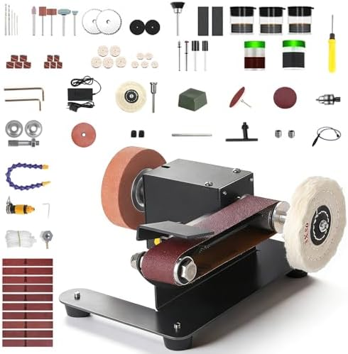 6-In-1 Mini Belt Sander Mini Belt Sander, Electric Small Sander Knife Sharpener Supplies, 7 Adjustable Speed, 795 Motor, Metal Wood DIY Handcraft, Tool & Knife Sharpening (Ultimate).