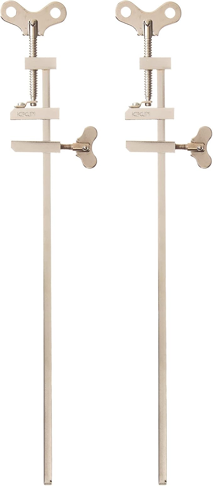 KAKURI Bar Clamps for Woodworking 11-3/4" HATAGANE Japanese Wood Clamps, Metal Parallel Clamps Tool Set 2 Pcs, Steel Silver, Made in JAPAN