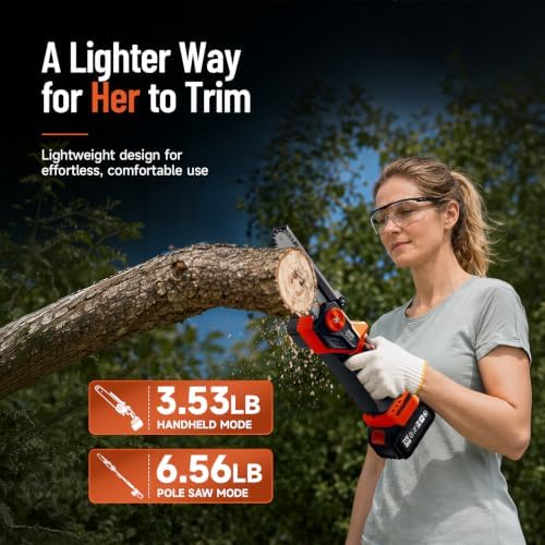 Electric Pole Saw for Tree Trimming, 6 Inch Cordless 2-in-1 Mini Chainsaw