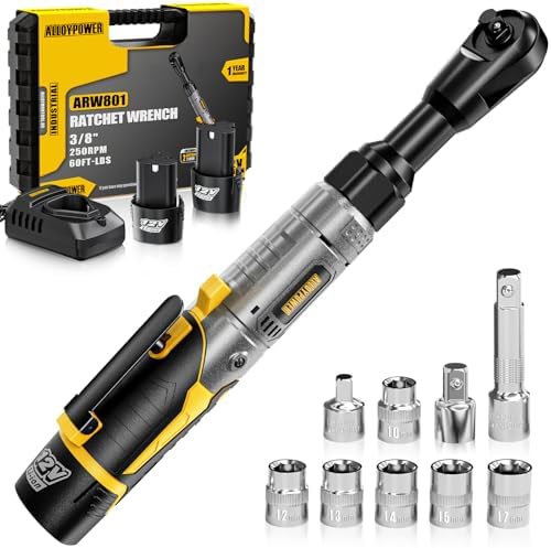 3/8" Cordless Ratchet Wrench, 60 FT-LBS(80N.M), 12V Extended