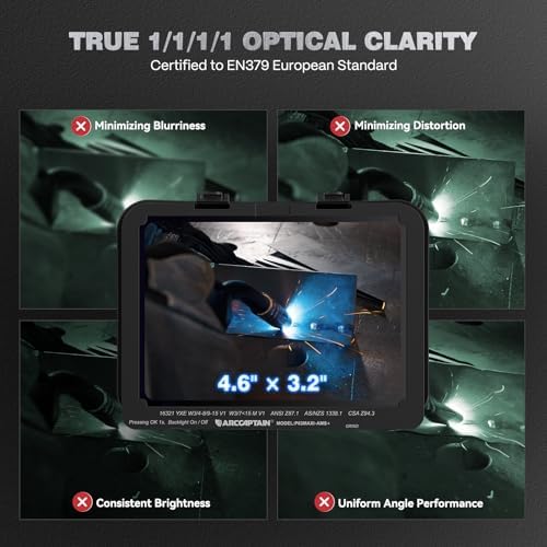 ARCCAPTAIN Premium Auto-Darkening Welding Helmet, 4.6" x 3.2" Screen