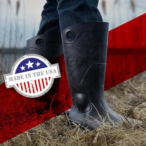 Dunlop Chesapeake Rubber Boots for Men & Women – PVC - Waterproof - Lightweight Garden, Fishing & Rain Boots with Soft Toe and Wide Calf – Black – Size 3–15