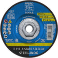 PFERD START STEELOX Type 27 Grinding Wheel, 4-1/2" x 1/4" x 5/8"-11, Aluminum Oxide – for Angle Grinders – Use on Steel & Stainless Steel (Pack of 10) - Part 63891