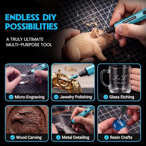 ARROWMAX 5-Speed Mini Cordless Rotary Tool Kit with OLED, 30000 RPM 42 Bits