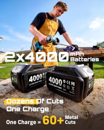 Seesii 21V Brushless 3" Cordless Cut-Off Tool with 2x 4.0Ah Batteries