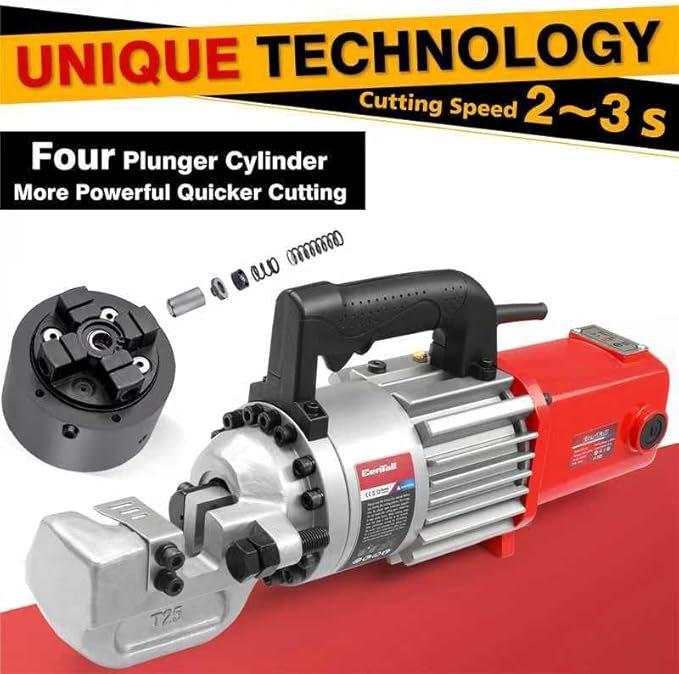 1" Electric Hydraulic Rebar Cutter 2-3S Cutting Speed Portable Rebar Cutter Cutting Rebar 4-25mm #8 120v/60hz (RC25)