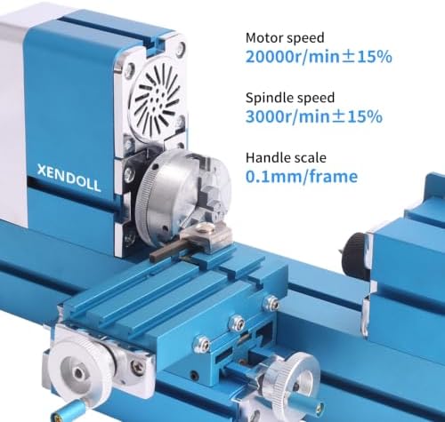 XENDOLL Mini Metal Lathe W103MA — 24W Precision Desktop Lathe for Hobby, STEM Education & DIY Projects, Processes Wood, Plastic & Soft Metals