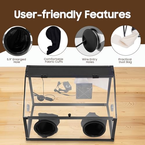 Enclosed Grinding Dust Box 110V 30W, 2 Holes Enclosed Electric Grinding Table Polisher Dust Box with LED Light & Fan, Transparent Rectangle Table Polisher Dust Box for Polishing Sanding Engraving