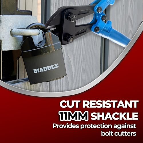 Maudex® MDL60 High Security Padlock for Outdoor Use - [10 Keys] - [Anti Drill, Anti Pick Cylinder] - Ideal Lock for Storage Unit, Shed, Gate, Container with 0.67” Shackle Clearance