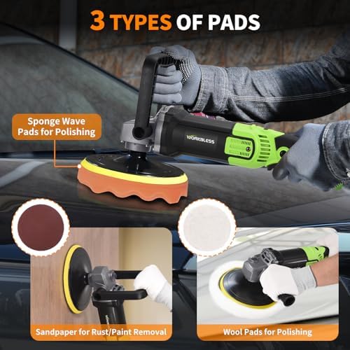 Buffer Polisher 1600W 6"/7" Rotary Car Wax Polisher 7-Speed