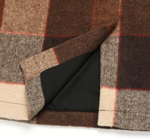 IDEALSANXUN Plaid Skirts for Women Fall Winter Knee Length Pencil Wool Skirt with Slit