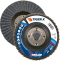 Weiler 51227 Tiger X Flap Disc, Ceramic and Zirconia Alumina, Flat, Phenolic Backing, 60 Grit, 4-1/2", 5/8-11" Arbor Hole (Pack of 10)