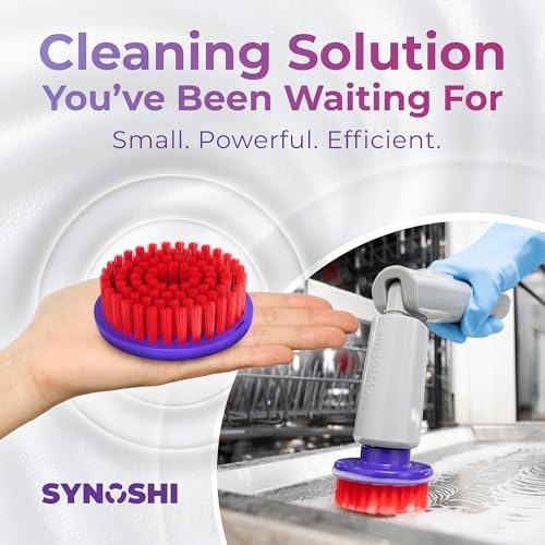Synoshi PRO Electric Spin Scrubber & Round Brush Heads (2 Units) Set, Bathroom and Shower Cleaning, Shower, Bathtub, Kitchen Cleaning