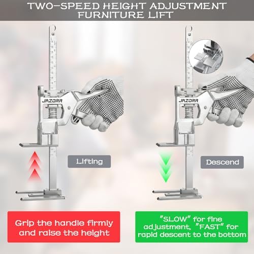 2Pcs Metal Labor Saving Arm Jack, Precision Height Adjustment Lifting Device Furniture Jack, 440LBS Capacity for Lifting Wall Tile, Door Panel, Window Frame & Furniture Cabinet