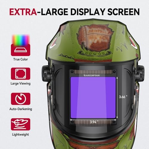 ARCCAPTAIN Welding Helmet, 3.94"×3.66" Auto Darkening Welding Hood