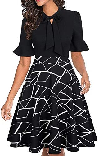 Women Summer Floral Ruffle Sleeve Wear to Work Church Wedding Guest Party Dresses