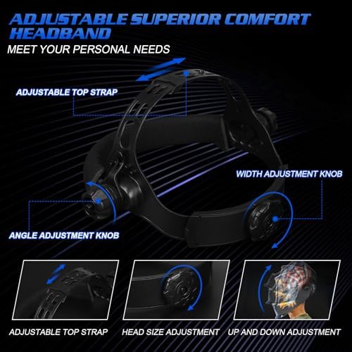 Welding Helmet True Color Auto Darkening Hood for TIG MIG ARC Welder Mask with Adjustable Shade Range 4/5-9/9-13…