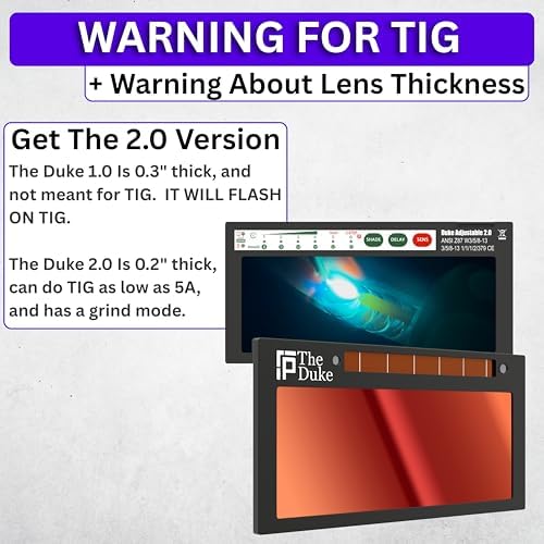 The Duke 1.0 | Shade 5-13 Adjustable Red Auto Darkening Welding Lens | 2" x 4 1/4" x 0.33" | Adjusts From Shades 5-13 (9 Lenses In 1) | Red Front - Green/Blue Weld View | Ridge Products Royal Series