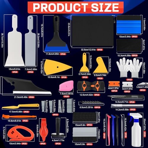 80PCS Window Tint Kit Vinyl Wrap Tool for Car Tinting Tools witn Storage Bag,Bulldozer Squeegee,Windshield Back Tint Scraper, Small Rubber Squeegee, Wrap Stick for Car Wrapping Film Installation