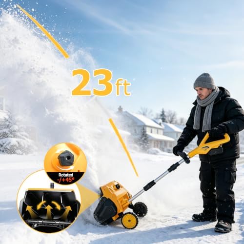 Cordless Snow Blower with Wheels Compatible with DeWalt 20V Battery