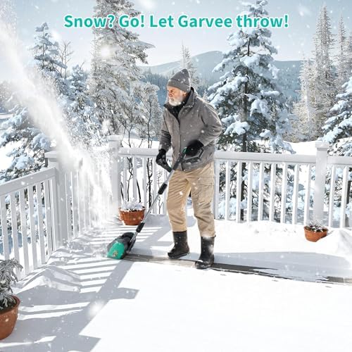 Cordless Electric Snow Shovel, 20V 4.0Ah Self‑Propelled Snow Blower with Brushless Motor, Clears 12" Wide 8" Deep, 300 Lb/Min, 17 ft Throw Distance for Driveways, Sidewalks, Steps & Patios, Green