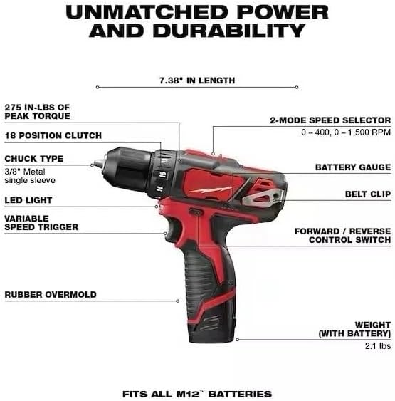 2494-22 for Milwaukee M12 2-Tool Cordless Combo Kit