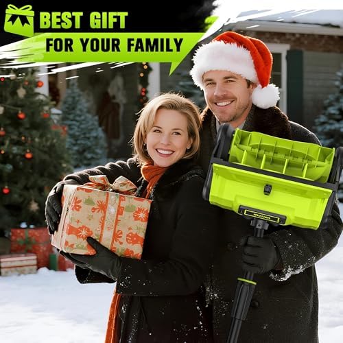 Cordless Snow Shovel, 13 Inch Electric Snow Shovel with Directional Plate, Brushless Cordless Snow Blower for Pathway, Patio, Deck, Driveway, Green