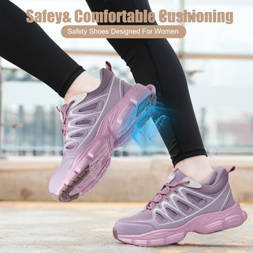 Hogent Steel Toe Shoes for Men Women - Non Slip & Lightweight Work Shoes