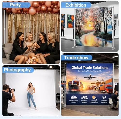 10x10FT Banner Stand, Heavy Duty Step and Repeat Stand, Silver