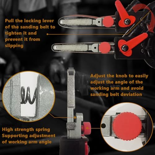 Belt Sander Attachments for Angle Grinder, Detailing File Sander adapter, US 5/8-11 Thread, Suitable for Welding Points Grinding,Woodworking and Metal Rust Removal (25pcs Sanding Belts)