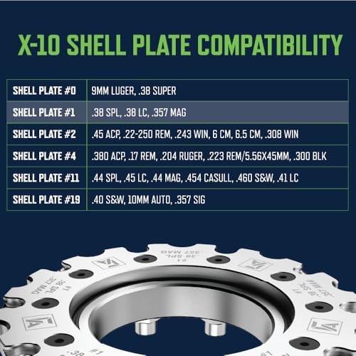 Frankford Arsenal X-10 Shell Plates with Ball Bearings, Compatible with X-10 Progressive Press, for Caliber Change, Reloading, and Gunsmithing