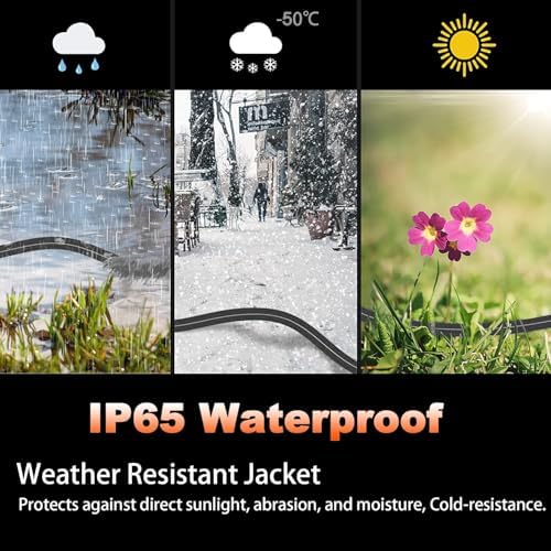 HUANCHAIN Indoor Black Extension Cord 10 FT 2Pack Waterproof 16/3 Gauge